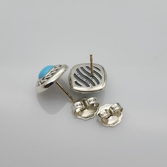 David Yurman Albion Earrings with 7mm Turquoise in Sterling Silver 925 - Picture 2 of 4